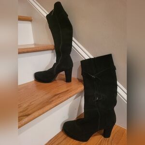 Virle Black Suede Knee-High Women's Boots Made In Italy